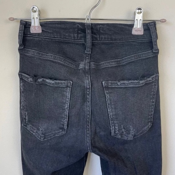 Agolde Sophie High Rise Skinny Crop Temple Washed Black Distressed Jeans - Picture 8 of 11